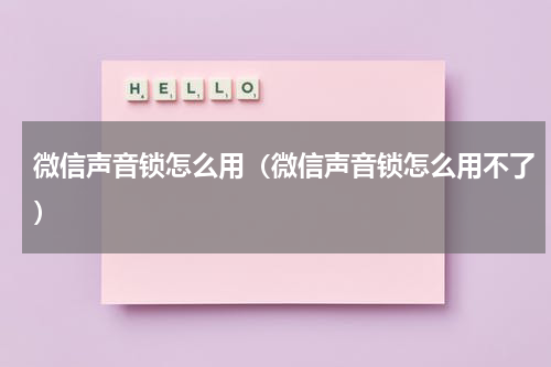 微信声音锁怎么用（微信声音锁怎么用不了）