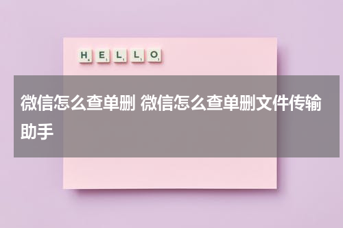 微信怎么查单删 微信怎么查单删文件传输助手