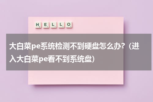 大白菜pe系统检测不到硬盘怎么办?（进入大白菜pe看不到系统盘）