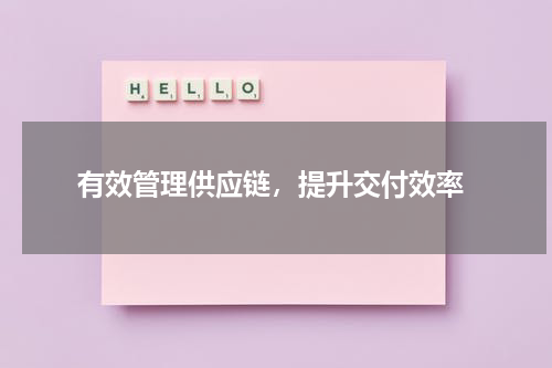  有效管理供应链，提升交付效率
